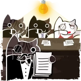 💡 cat, meeting, business, monocle, elegant telegram sticker