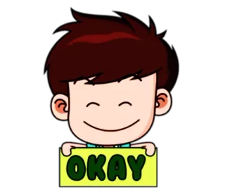 👌 OKAY ok, approvazione, accordo, cartone animato, ragazzo telegram sticker