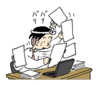 😅 Büroangestellter, Dokumente, Business, Cartoon, Schreibtisch, Laptop telegram sticker