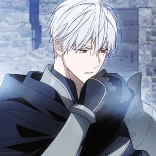🖤 Anime, Personnage, Homme, Cheveux Blancs, Yeux Rouges, Gants telegram sticker