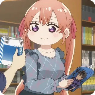 🙃 Anime, Dziewczyna, Manga, Czytanie, Książka telegram sticker
