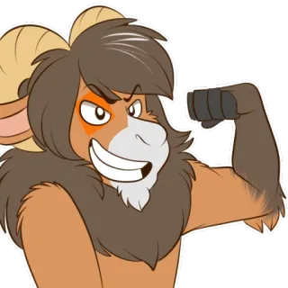💪 bélier, furry, muscle, dessin animé telegram sticker