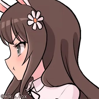 ☹️ @fix_x_fox Anime, Hasenohren, niedlich, Illustration, Cartoon, digitale Kunst whatsapp sticker