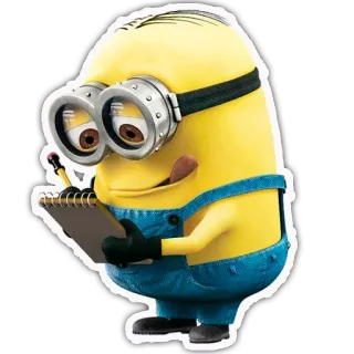 📝 Minion Despicable Me Minion, Cartoon, Figur, Gelb, Brille, Zeichnung telegram sticker