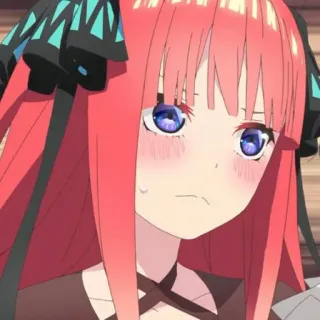🍷 Nino Nakano The Quintessential Quintuplets Anime, garota, cabelo ruivo, fofa, corando, The Quintessential Quintuplets, Nino Nakano whatsapp sticker