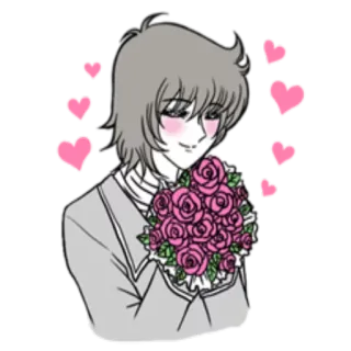 💐 anime, flowers, hearts, romance, love, cartoon telegram sticker