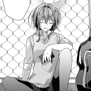 🎤 anime, manga, girl, teenager, sitting whatsapp sticker