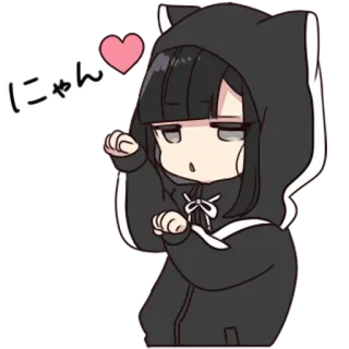 😺 にゃん gatto, anime, carino, kawaii, cuore, giapponese, orecchie da gatto telegram sticker