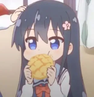 ☁️ Anime, Mädchen, Melonenbrot, Süß, Manga, Kawaii telegram sticker