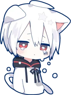 😭 Animé, Chat, Kawaii, Chibi, Pleurs, Mignon, Manga, Sticker telegram sticker