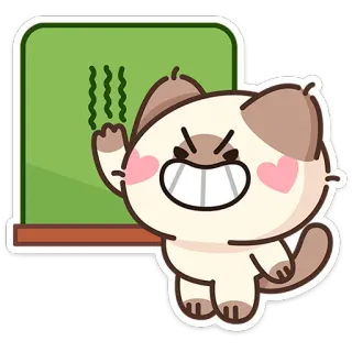 😁 chat, sticker, dessin animé, mignon, illustration, en colère telegram sticker