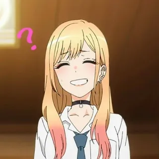 ❓ Marin Kitagawa My Dress-Up Darling Anime, Ragazza, Carina, Sorriso, Punto interrogativo telegram sticker
