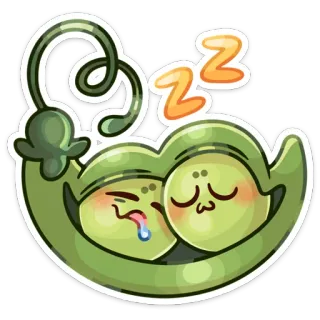 😴 pois, sommeil, mignon, dessin animé, kawaii, légume, gousse whatsapp sticker