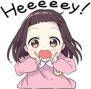 😩 Heeeey! Anime, Chica, Lindo, Feliz, Saludo whatsapp sticker