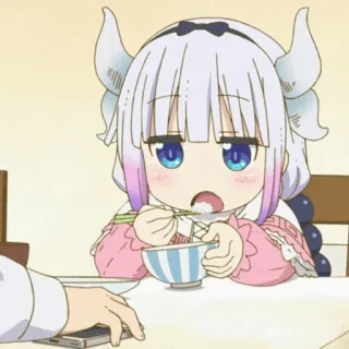 🔮 Kanna Kamui Miss Kobayashi's Dragon Maid Anime, Dragão, Comendo, Fofo, Kawaii, Chibi telegram sticker