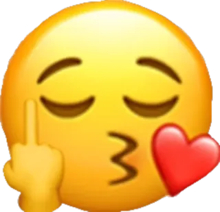 🖕 Emoji, Dedo corazón, Ofensivo, Corazón, Beso, Gesto whatsapp sticker