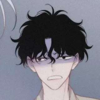 🖋 Gaya anime, Serius, Kesal, Pria, Rambut hitam telegram sticker