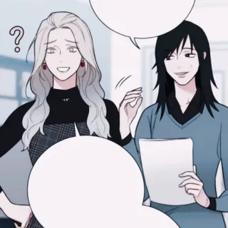 ✖️ cartoon, vrouw, man, vraagteken, spraakbubbel whatsapp sticker