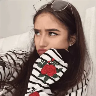 😠 女人, 肖像, 美女, 女孩, 人, 玫瑰, 眼线 telegram sticker
