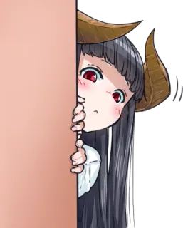 👀 アニメ, 女の子, 角, 可愛い, 覗き見, 悪魔, マンガ, キャラクター telegram sticker