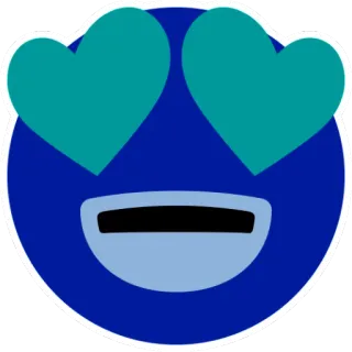 😍 Emoji, Corações, Amor, Azul, Rosto telegram sticker