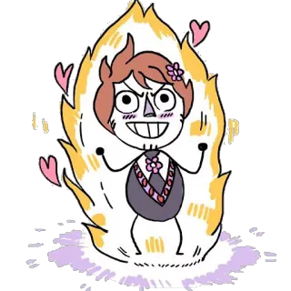 🔥 만화, 불, 캐릭터, 하트, 그림, 스티커 telegram sticker