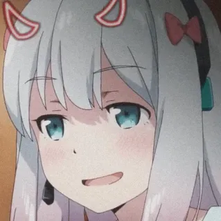 😏 gadis anime, tanduk iblis, imut, tersenyum telegram sticker