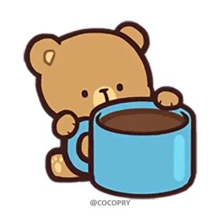 ☕️ niedźwiedź, napój, słodki, kreskówka, kawa, herbata telegram sticker