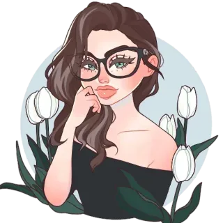 🧐 donna, occhiali, moda, ragazza, stile, tulipani, bellezza telegram sticker