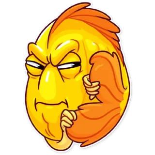 😑 emoji, ryba, napinanie mięśni, mięsień, złota rybka, silny, śmieszny telegram sticker