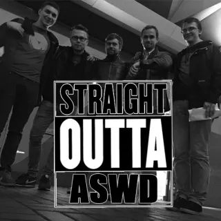 💵 STRAIGHT OUTTA ASWD! юмор, пародия, прямиком из, группа, дружба, мем telegram sticker