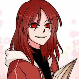 🧨 Anime, Manga, Personnage, cheveux roux, yeux rouges, dessin animé whatsapp sticker