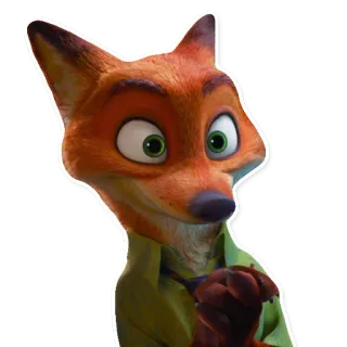 😊 Nick Wilde Zootopia zorro, animal, dibujos animados, personaje, Disney, película, Zootrópolis telegram sticker