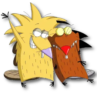 👋 Daggett and Norbert Beaver Angry Beavers บีเวอร์, การ์ตูน, สัตว์, นิกทูนส์, ยุค 90 telegram sticker