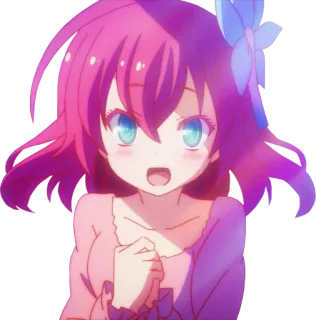 😊 chica anime, pelo rosa, dibujo animado, linda, anime whatsapp sticker