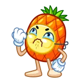 😢 abacaxi, fruta, desenho animado, triste, chorando whatsapp sticker
