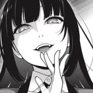 😏 anime, manga, character, smile, female, black and white telegram sticker