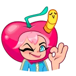 🤩 스티커, 만화, 이모티콘, 캐릭터, 일러스트, 체리, 벌레 telegram sticker