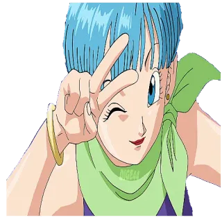 ✌️ Bulma Dragon Ball Bulma, Dragon Ball, Anime, Dessin animé, Personnage, Fille, Signe de paix, Clin d'oeil whatsapp sticker