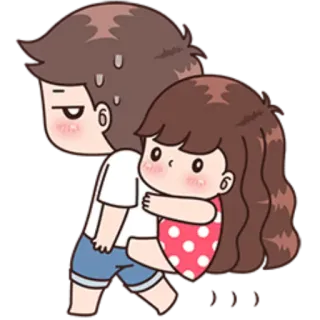 🤗 귀여운, 사랑, 커플, 만화, 포옹, 사랑스러운 whatsapp sticker