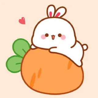 😄 lindo, conejo, zanahoria, kawaii telegram sticker