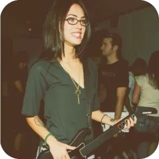 🎶 woman, glasses, necklace, Guitar Hero, game, controller telegram sticker