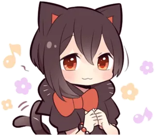🙂 garota gato, anime, fofo, chibi, kawaii whatsapp sticker
