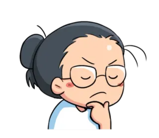 🤔 思考, 沉思, 提问, 卡通, 女人, 眼镜 telegram sticker
