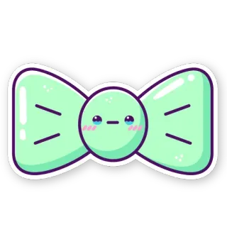 🎀 laço, fofo, kawaii, desenho animado, adesivo, verde menta telegram sticker