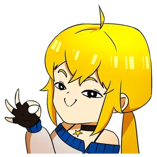 😉 Аниме, Девушка, Окей жест, Мультфильм, Желтые волосы, Чокер telegram sticker