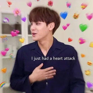 💘 I just had a heart attack crise cardiaque, coeurs, homme, amour, fleurs, choc telegram sticker