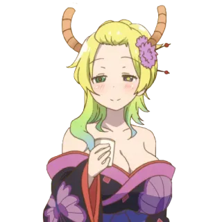 😌 Lucoa Miss Kobayashi's Dragon Maid Anime, Draak, Kawaii, Schattig, Fanart whatsapp sticker
