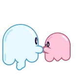 💑 hantu, imut, kartun, ramah, merah muda, biru whatsapp sticker