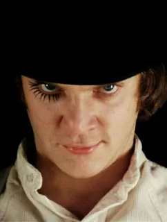 😈 Alex DeLarge A Clockwork Orange La naranja mecánica, Alex DeLarge, Stanley Kubrick, violencia, película de culto, distopía, crimen, película telegram sticker